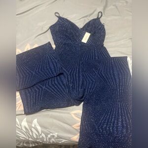 🌻Francesca's Collections Sparkling Navy Jumpsuit🌻
